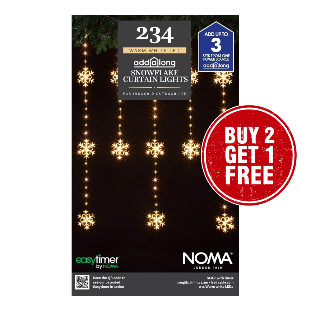 NOMA Snowflake Wire Curtain Lights 234 Warm White LEDs