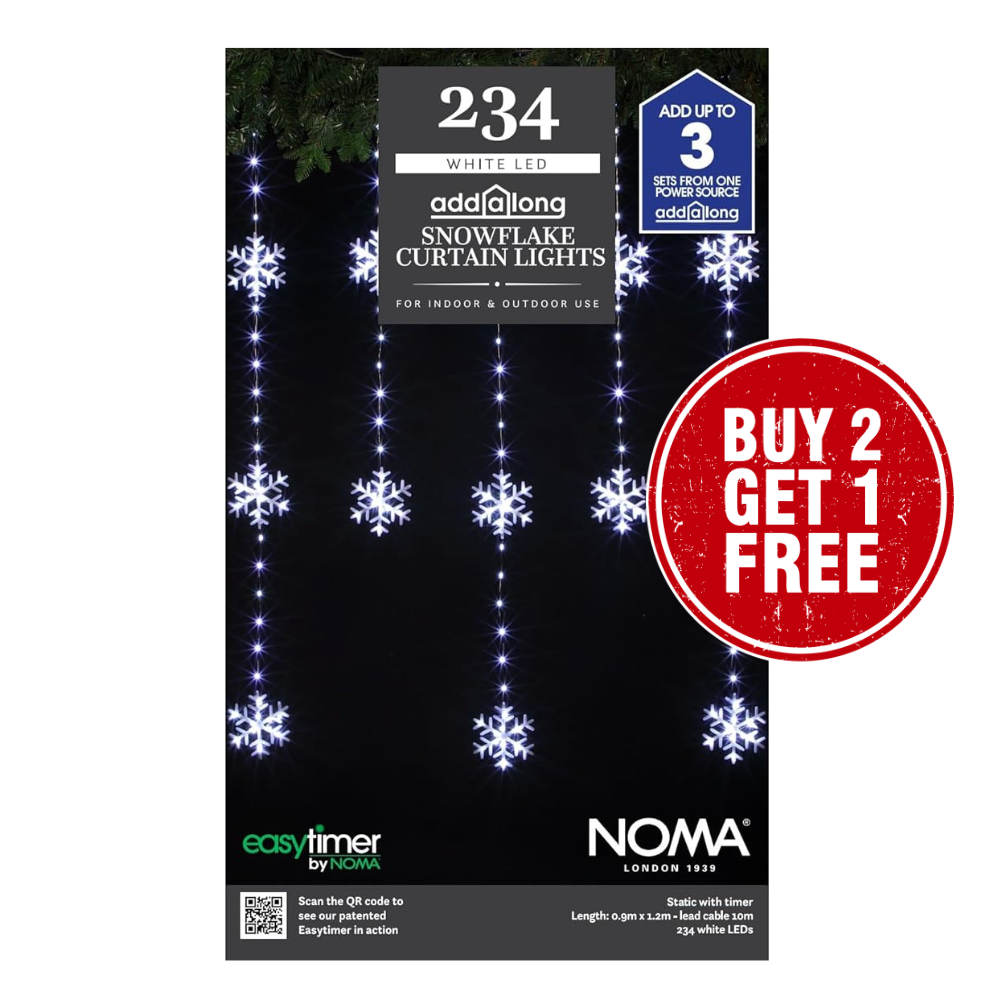 NOMA Snowflake Wire Curtain Lights 234 Cool White LEDs