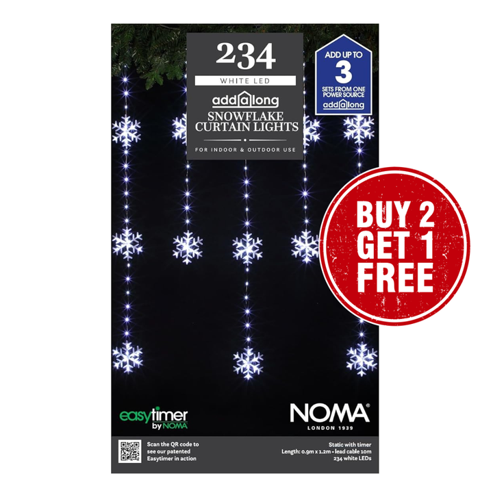 NOMA Snowflake Wire Curtain Lights 234 Cool White LEDs