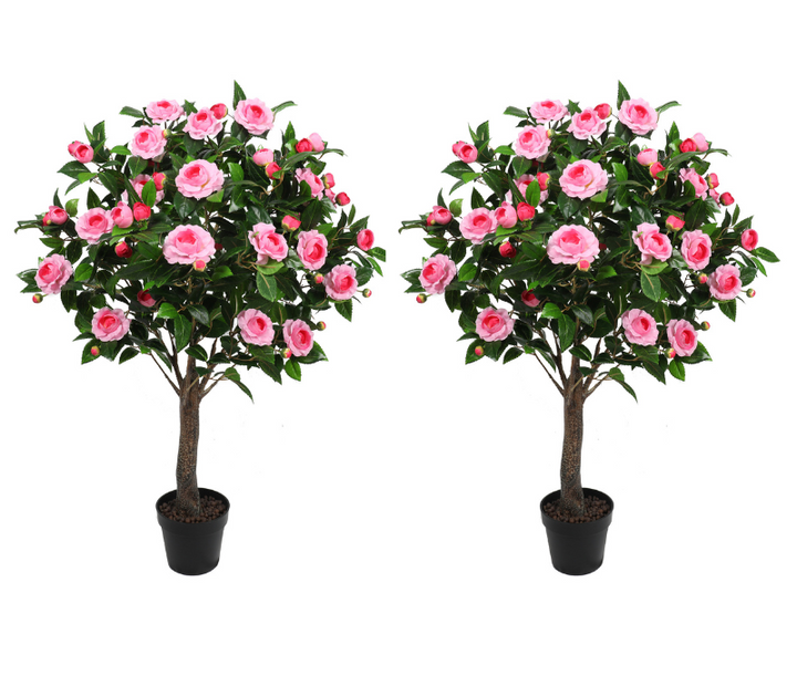 2x Artificial Camellia Tree in Light Pink 130CM