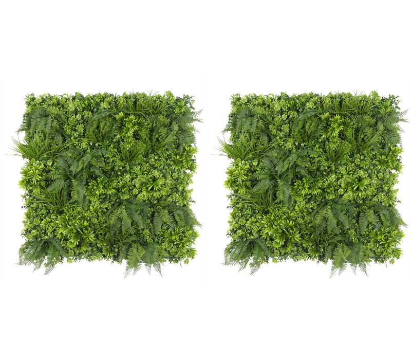 2x Premium | Classic Green Plant Wall Tile - 100cm x 100cm - UV Resistant Outdoor / Indoor