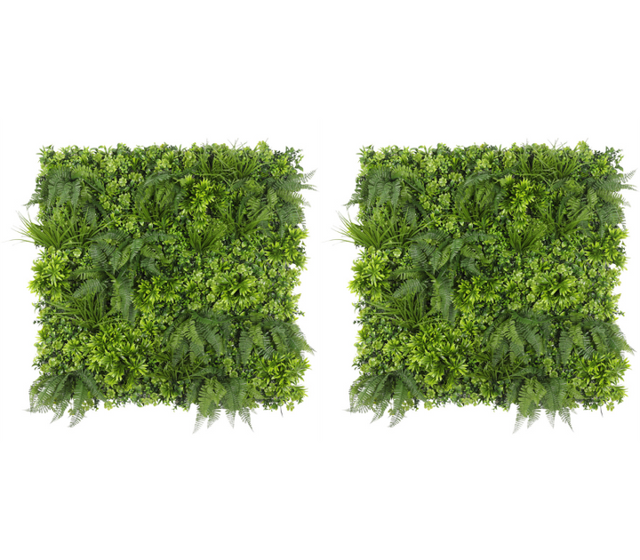 2x Premium | Classic Green Plant Wall Tile - 100cm x 100cm - UV Resistant Outdoor / Indoor