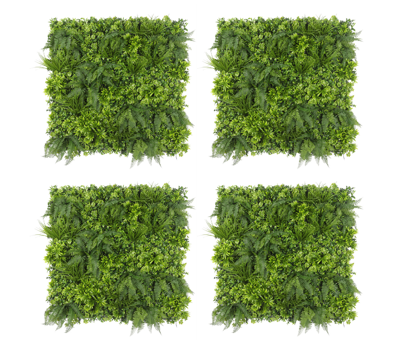 4x Premium | Classic Green Plant Wall Tile - 100cm x 100cm - UV Resistant Outdoor / Indoor