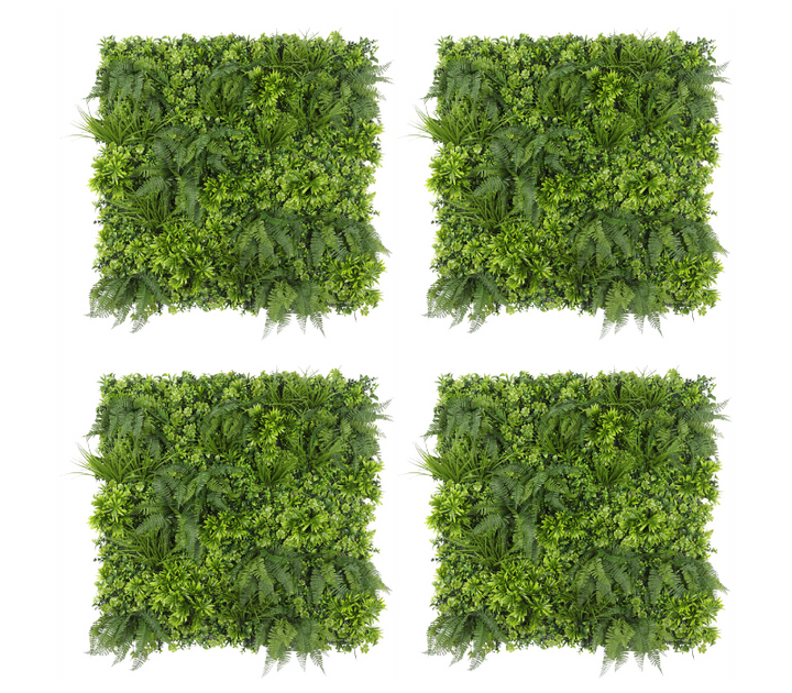 4x Premium | Classic Green Plant Wall Tile - 100cm x 100cm - UV Resistant Outdoor / Indoor