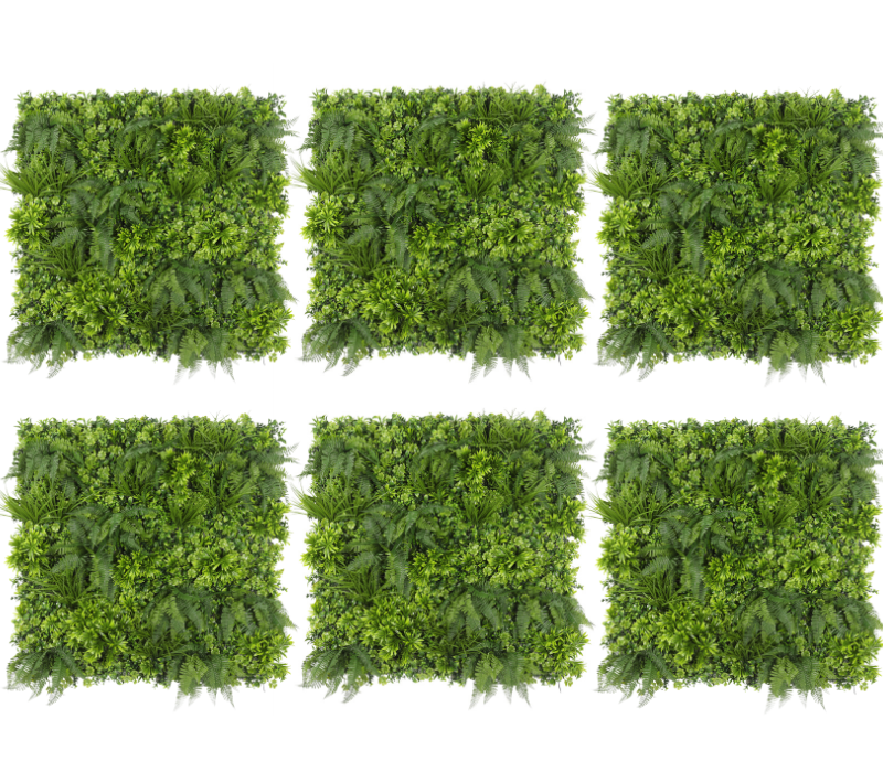 6x Premium | Classic Green Plant Wall Tile - 100cm x 100cm - UV Resistant Outdoor / Indoor