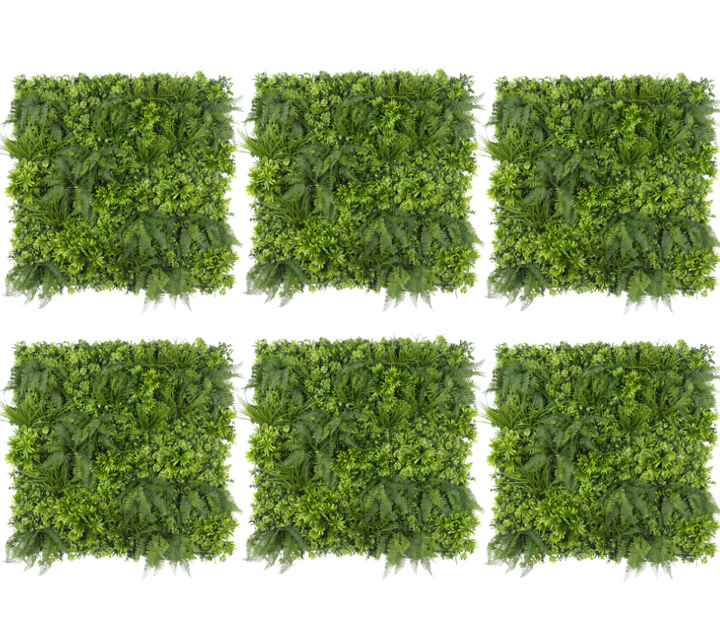 6x Premium | Classic Green Plant Wall Tile - 100cm x 100cm - UV Resistant Outdoor / Indoor