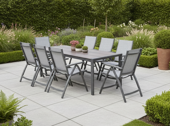 Lifestyle Garden Solana-Urbanite 8 Seater Aluminium Dining Set with Recliners