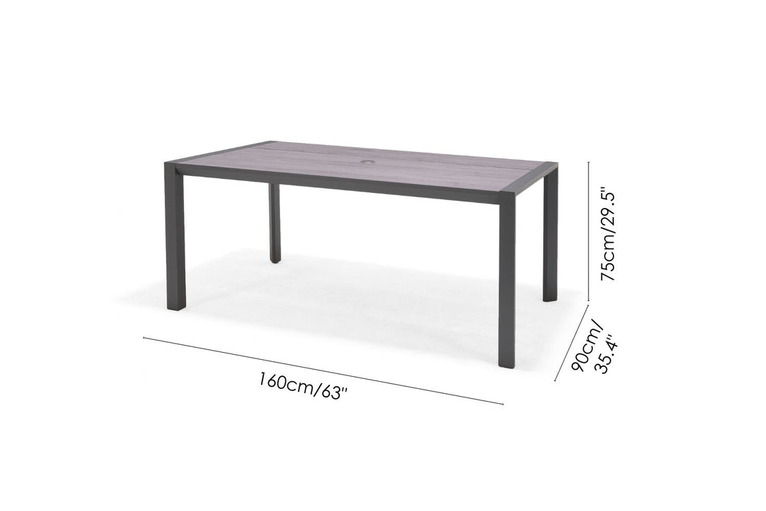 Lifestyle Garden Topaz-Urbanite Dark 6 Seat Dining Set with Rope Chairs
