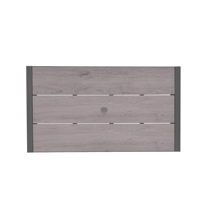 BLACK FRIDAY BUNDLE - Urbanite Dark Deluxe High Back 6 Seat Dining Set With Parasol and Base