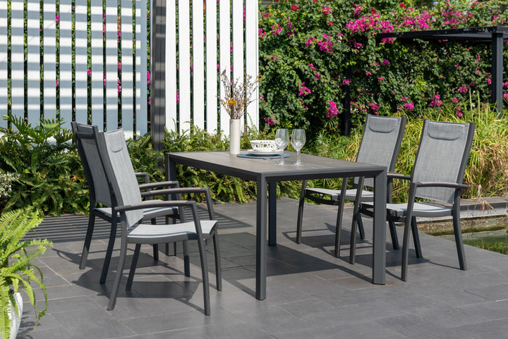 Urbanite Dark Deluxe High Back 4 Seat Rectangular Dining Set - Lifestyle Garden