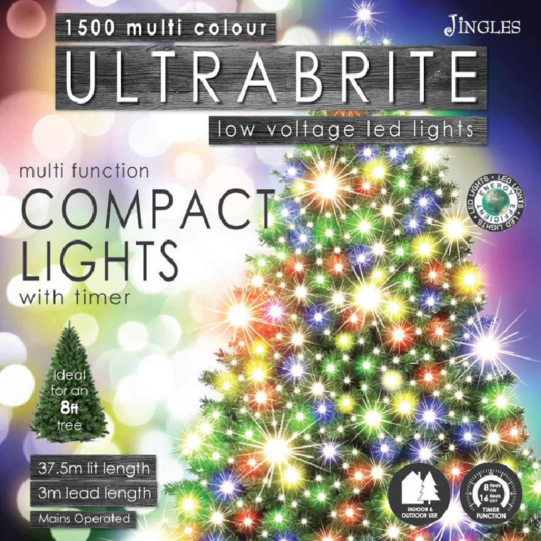 1500 Multicolour Ultrabrite LED Christmas Compact String Lights (37.5m Lit Length)