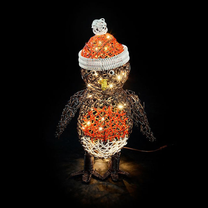 Rob the 50cm Rattan Christmas Robin with LED Lights