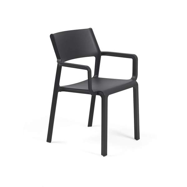 Clip 4 Seat Dining Set with Stackable Trill Armchairs - Anthracite