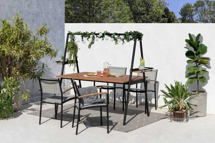 Lifestyle Garden Copenhagen- Tipi Outdoor Dining Table and 4 Chair Set - Black