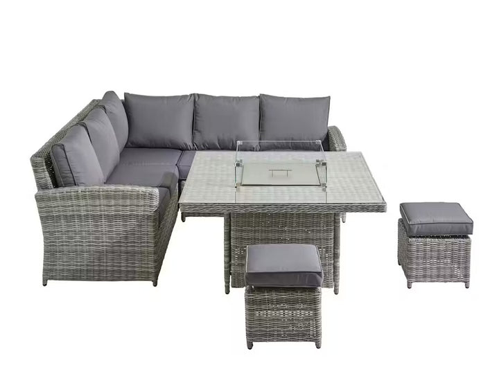 Aura Corner Sofa Set with Fire Pit Table