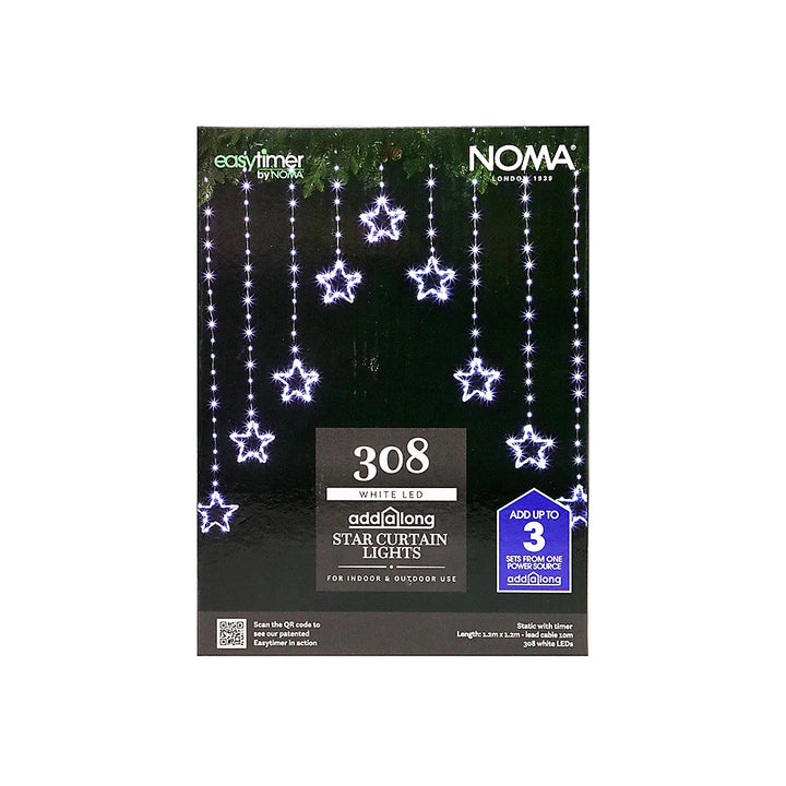 NOMA Star Wire Curtain Lights 308 Cool White LEDs