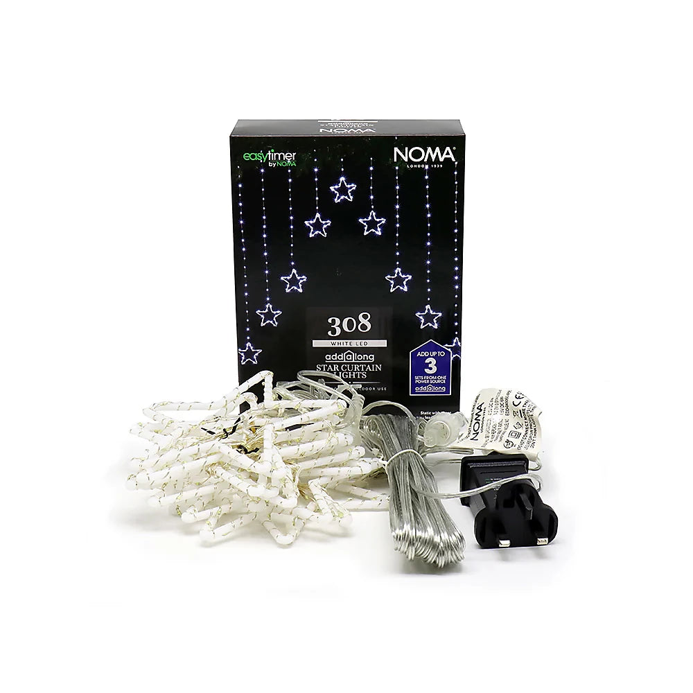 NOMA Star Wire Curtain Lights 308 Cool White LEDs