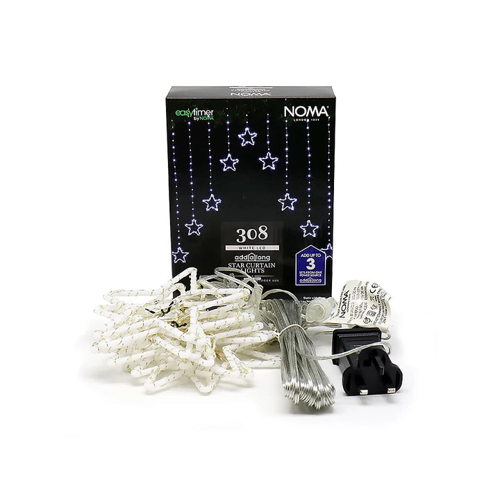 NOMA Star Wire Curtain Lights 308 Cool White LEDs