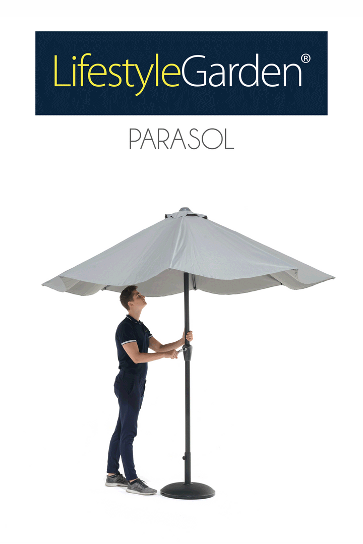 BLACK FRIDAY BUNDLE - Urbanite Dark Deluxe High Back 6 Seat Dining Set With Parasol and Base