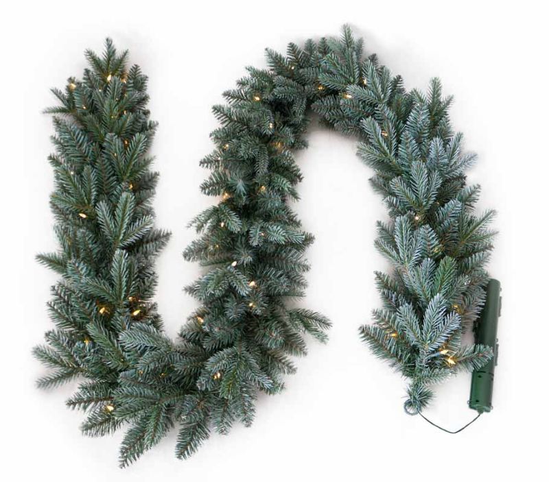 Frosted Mulberry 9ft x 12" Garland 50 Warm White Battery Operated