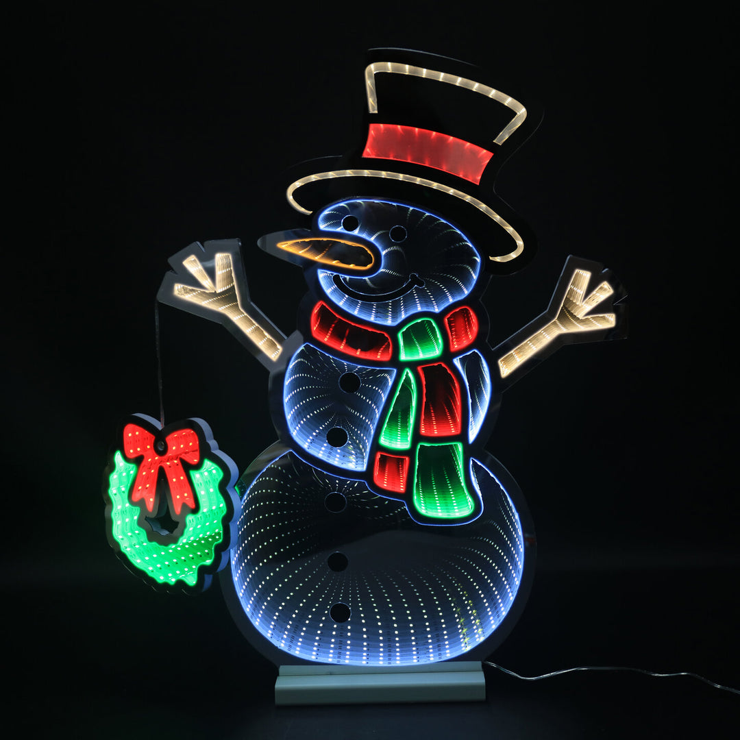 60cm Snowman LED Infinity Light with Wooden Base