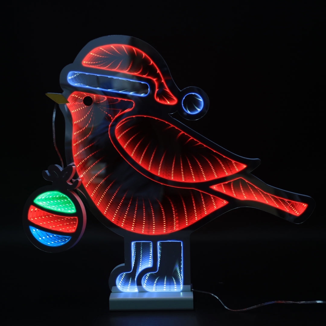 40cm Festive Bird LED Infinity Light with Wooden Base