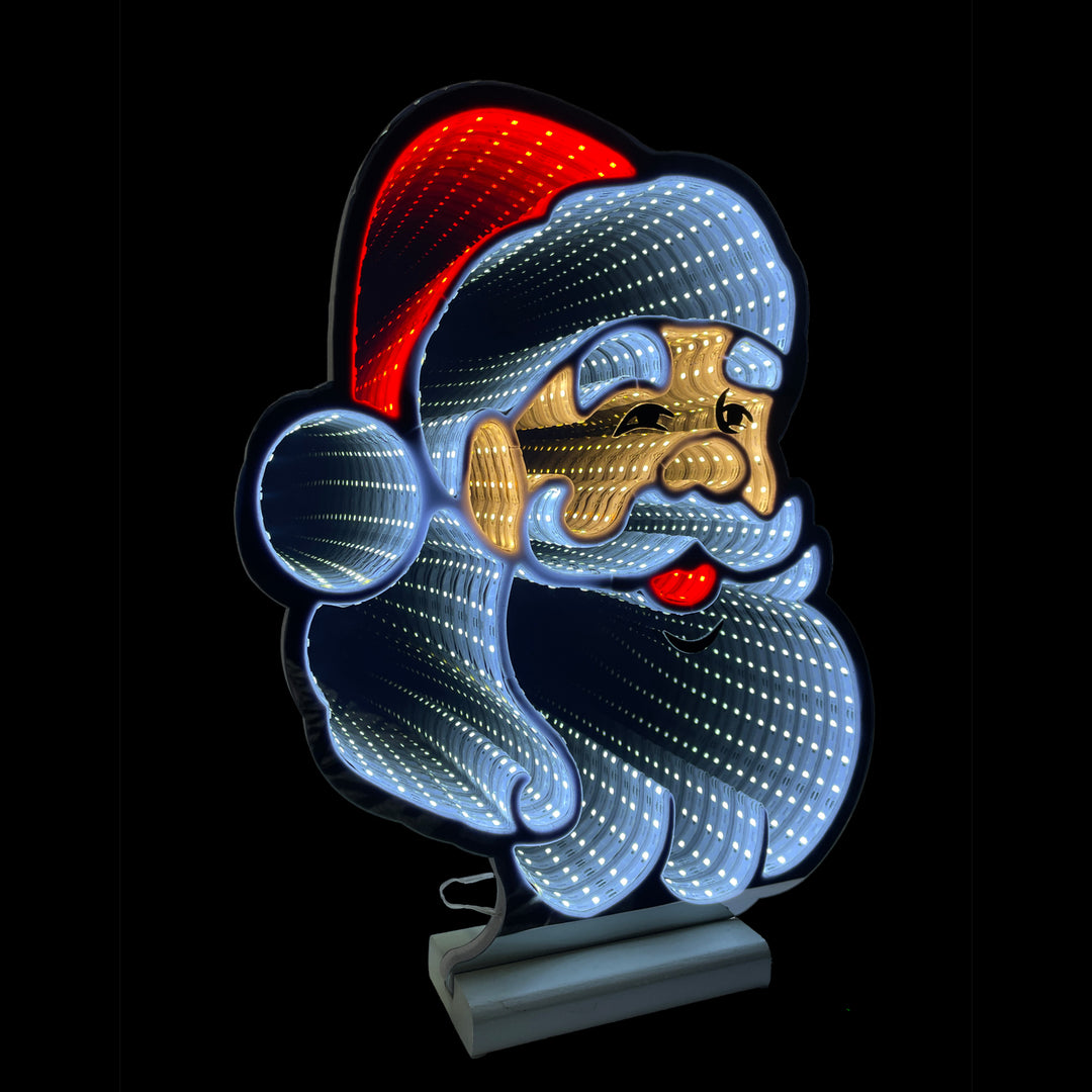 40cm Santa Face Christmas LED Infinity Light with Wooden Base