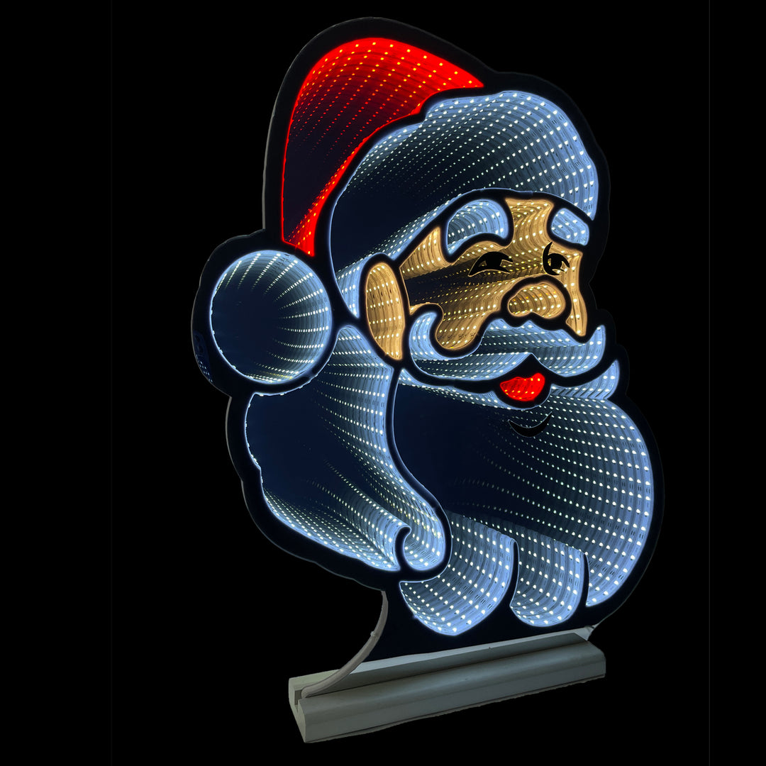 60cm Santa Face Christmas LED Infinity Light with Wooden Base