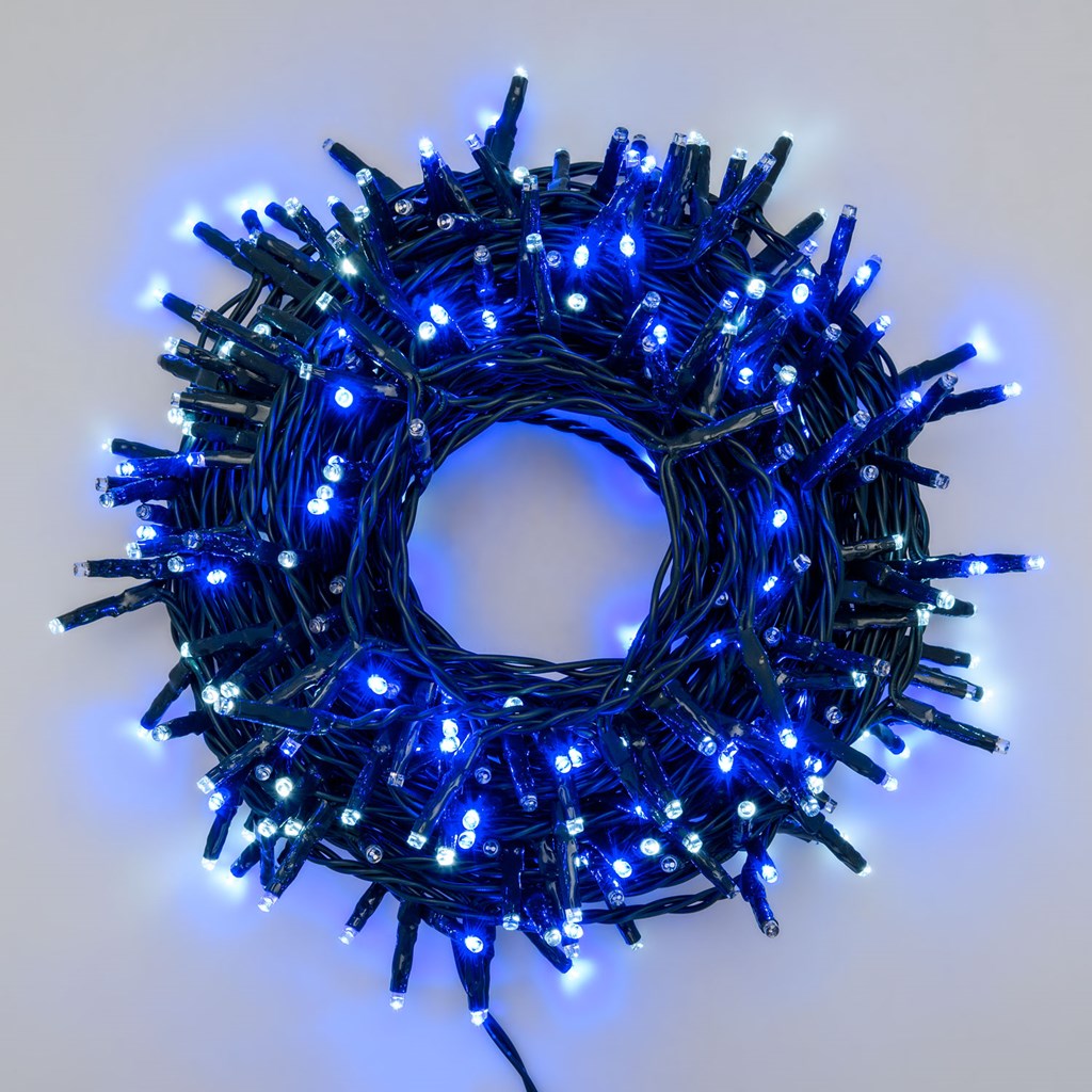 Blue LED String Lights with Green Cable