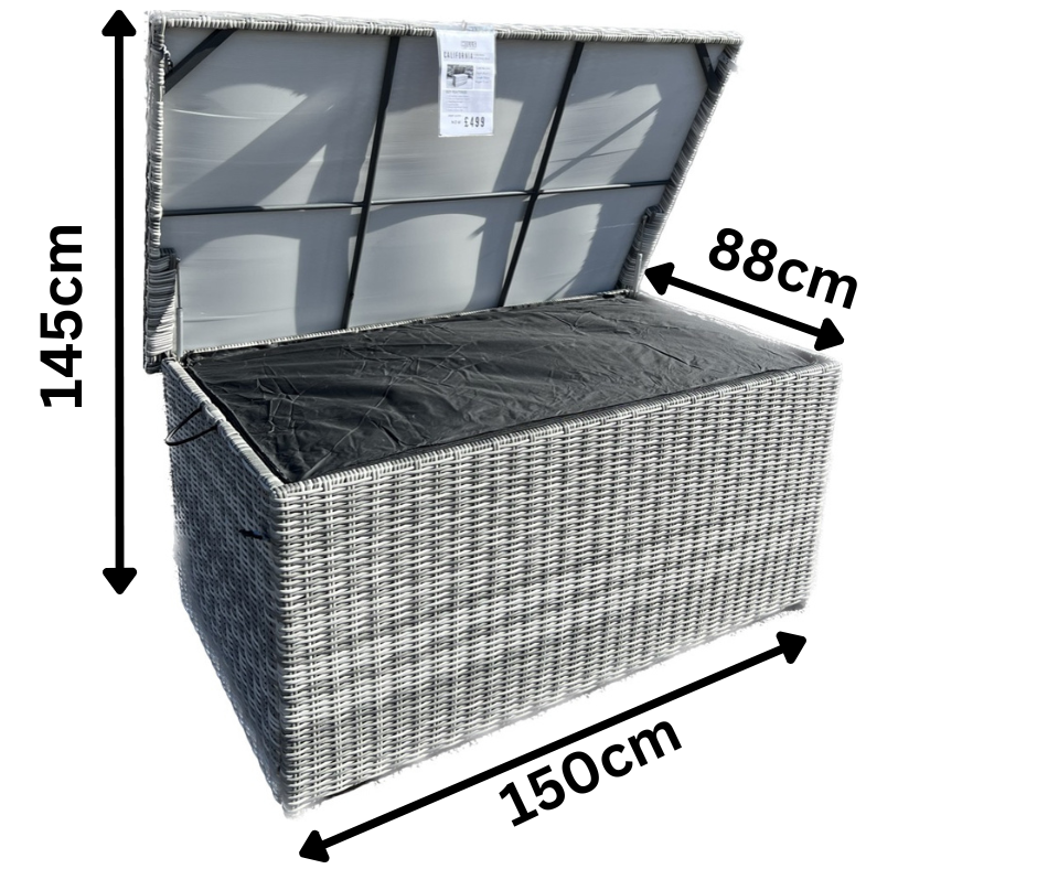 Grey rattan cushion storage box deals