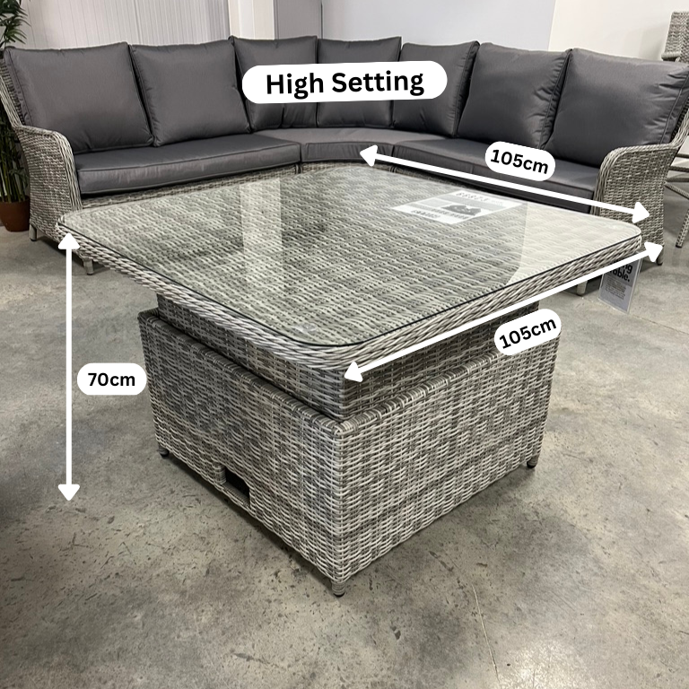 Bora Bora Corner Sofa Set with Height Adjustable Table