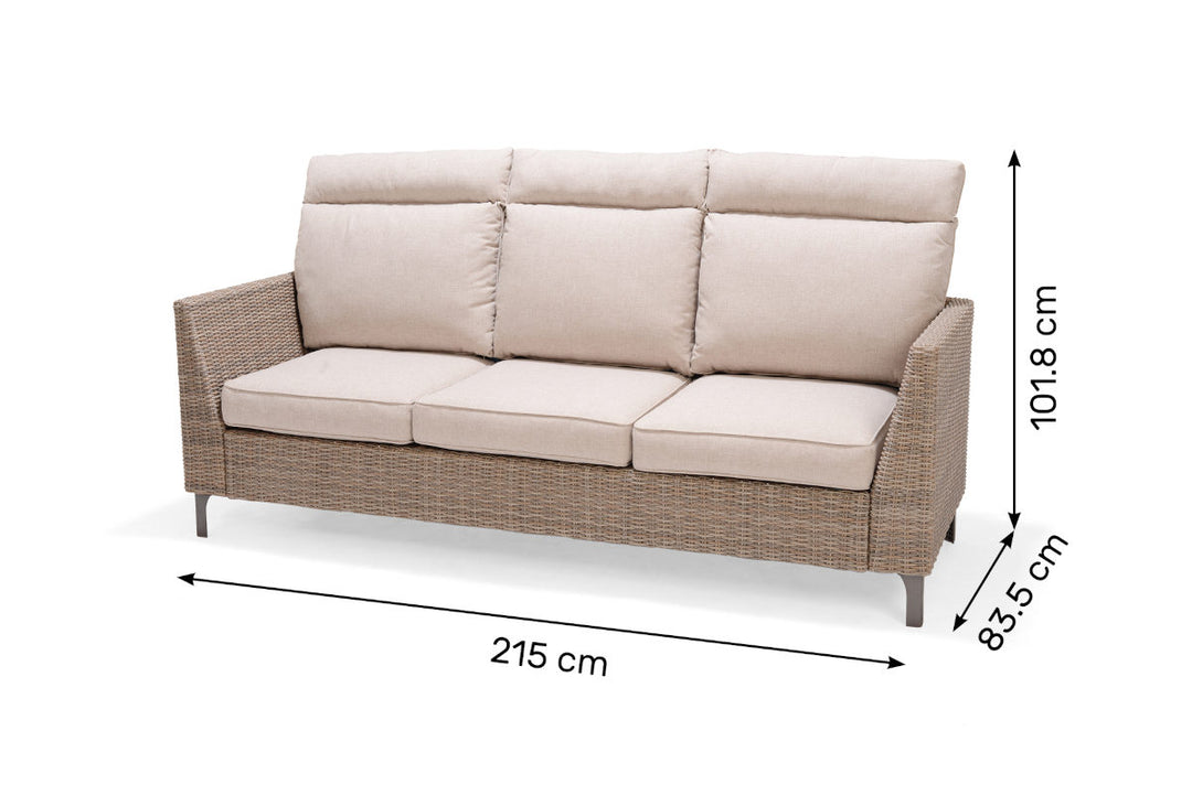 Bermuda High Back Sofa Set with Height Adjustable Table Light by Lifestyle Garden