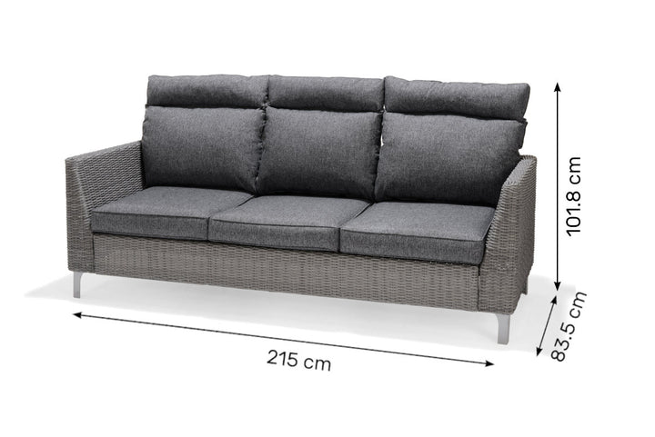 Bermuda High Back Sofa Set with Height Adjustable Table Dark by Lifestyle Garden