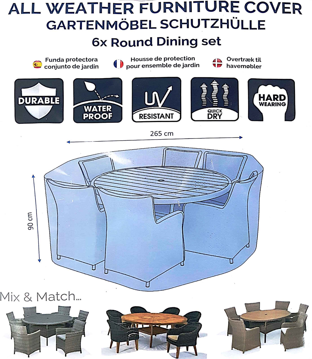 Deluxe 6 Seat Round Dining Set Cover