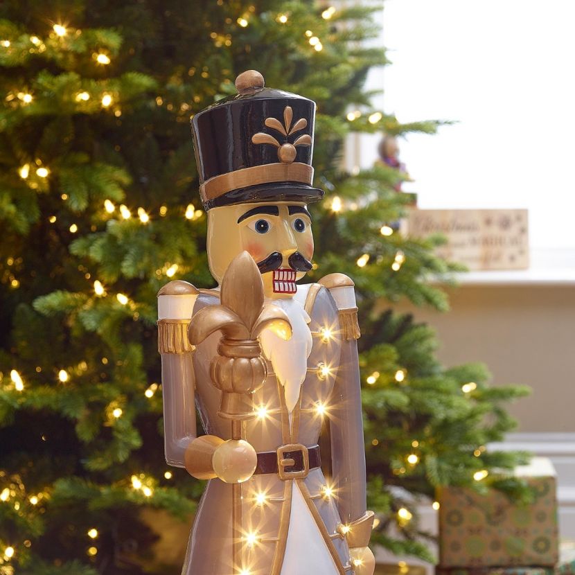 Norbert the 3ft Christmas Nutcracker with Staff - Grey