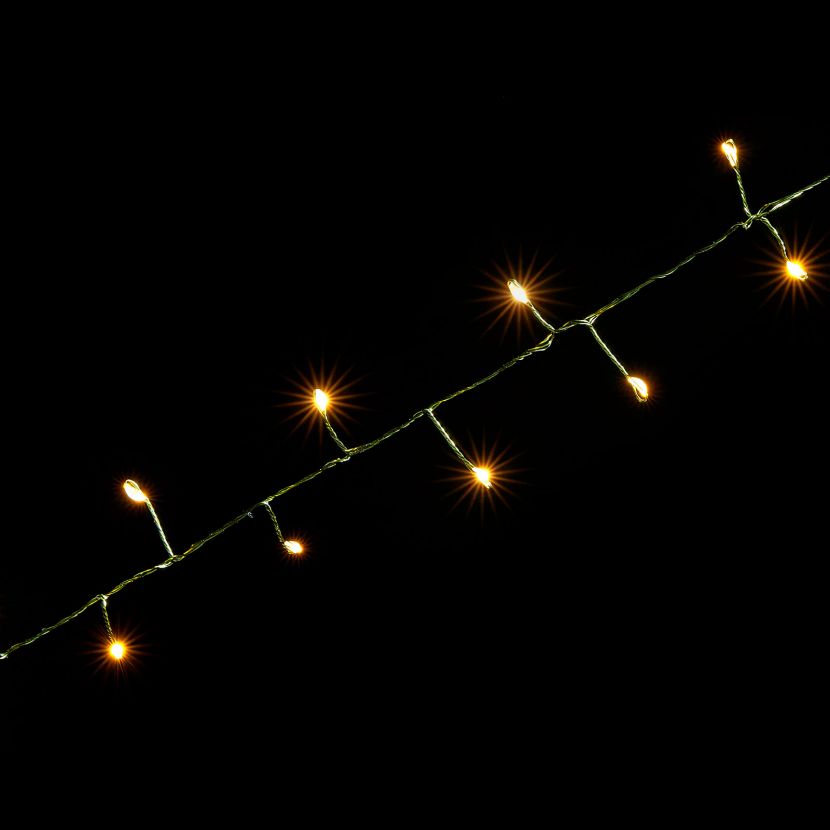 750 LED Christmas Pin Wire String Lights (15m Lit Length) - Warm White / Green Wire