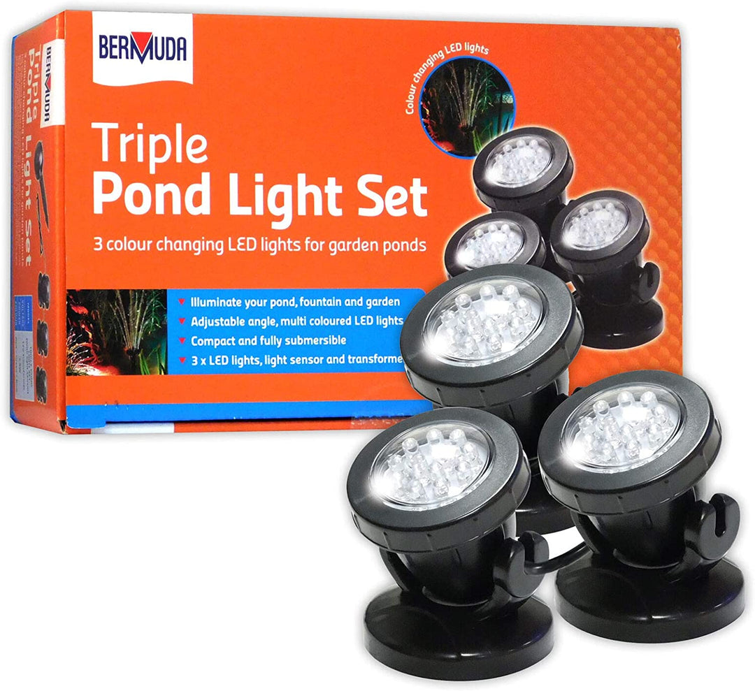 Bermuda LED Spotlight Set (3 Lights) Submersible, for Ponds & Gardens - Warm White