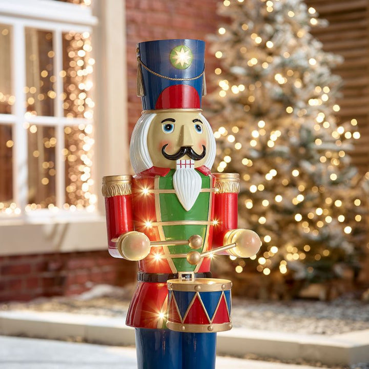 Noel the 3ft Christmas Nutcracker with Drum - Red