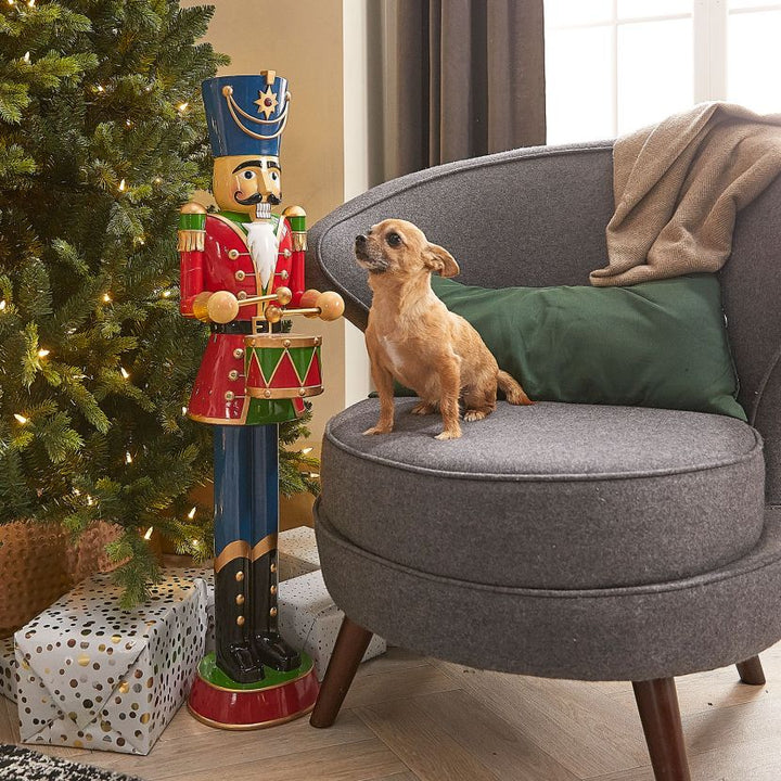 Norbert the 3ft Christmas Nutcracker with Drum - Red