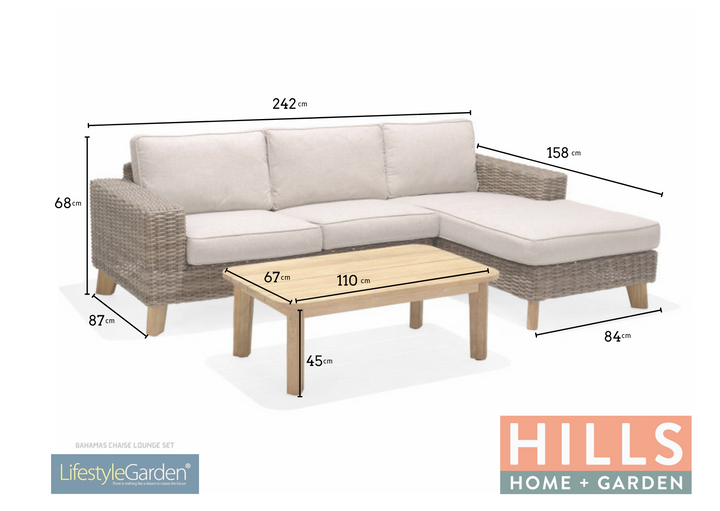 Bahamas Right Hand Chaise Lounge Set by Lifestyle Garden