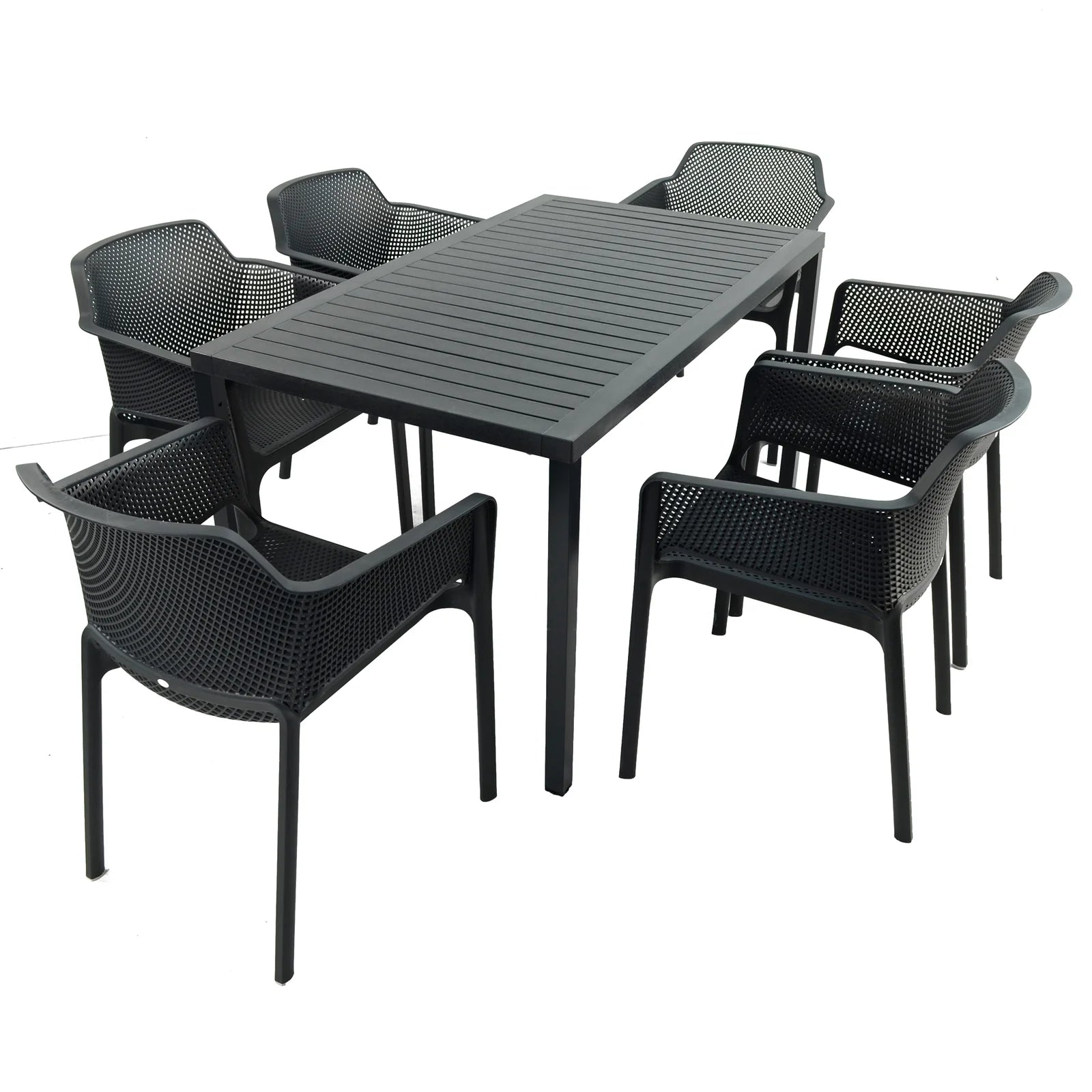 Cube 6 Seat Dining Set with Net Armchairs Anthracite by Nardi Hills