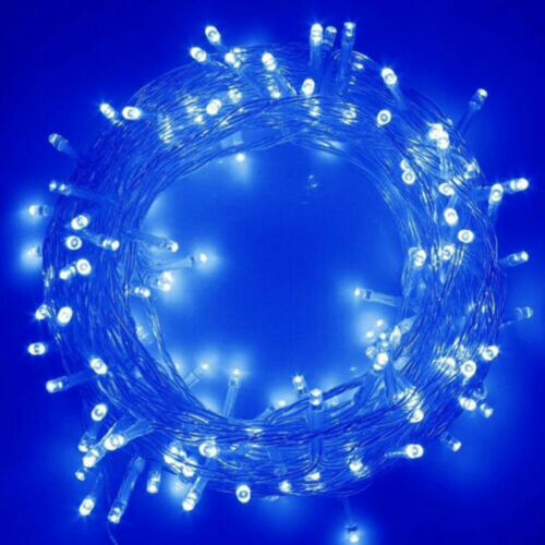 Blue LED String Lights with Clear Cable