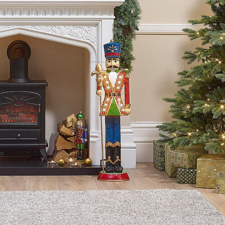 Norbert the 3ft Christmas Nutcracker with Staff - Red